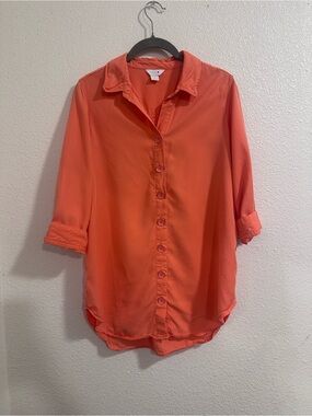 intro. Coral Orange Button-Front Women's Shirt
